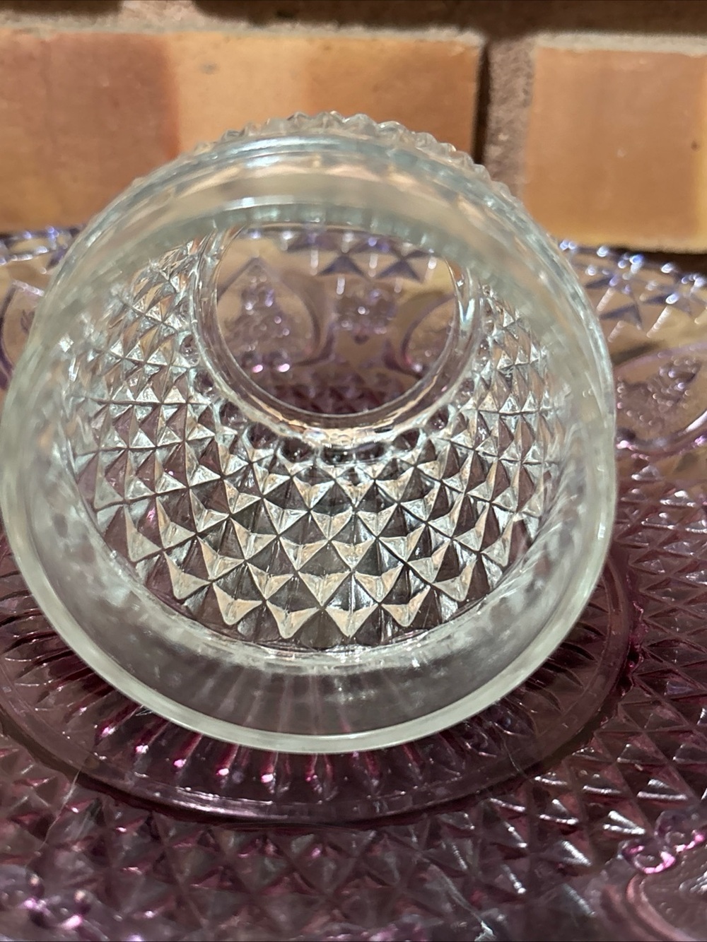 Indiana Glass Clear Diamond Point Fairy Lamp Shade Top Only - Picture 3 of 3